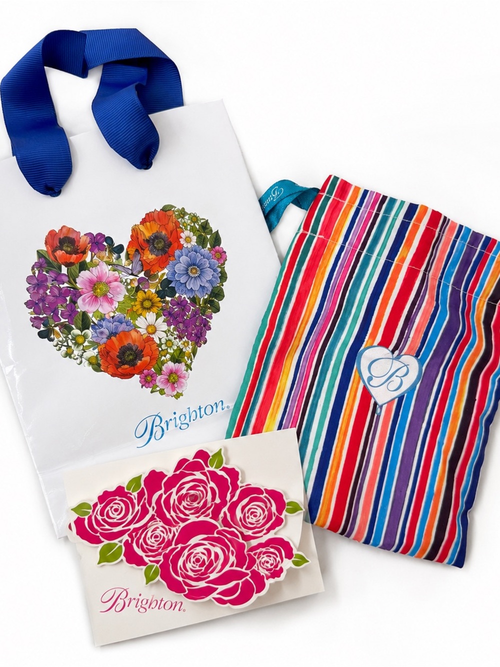 Brighton Gift Bag Dust Bag Greeting Card Floral Heart Gift Set